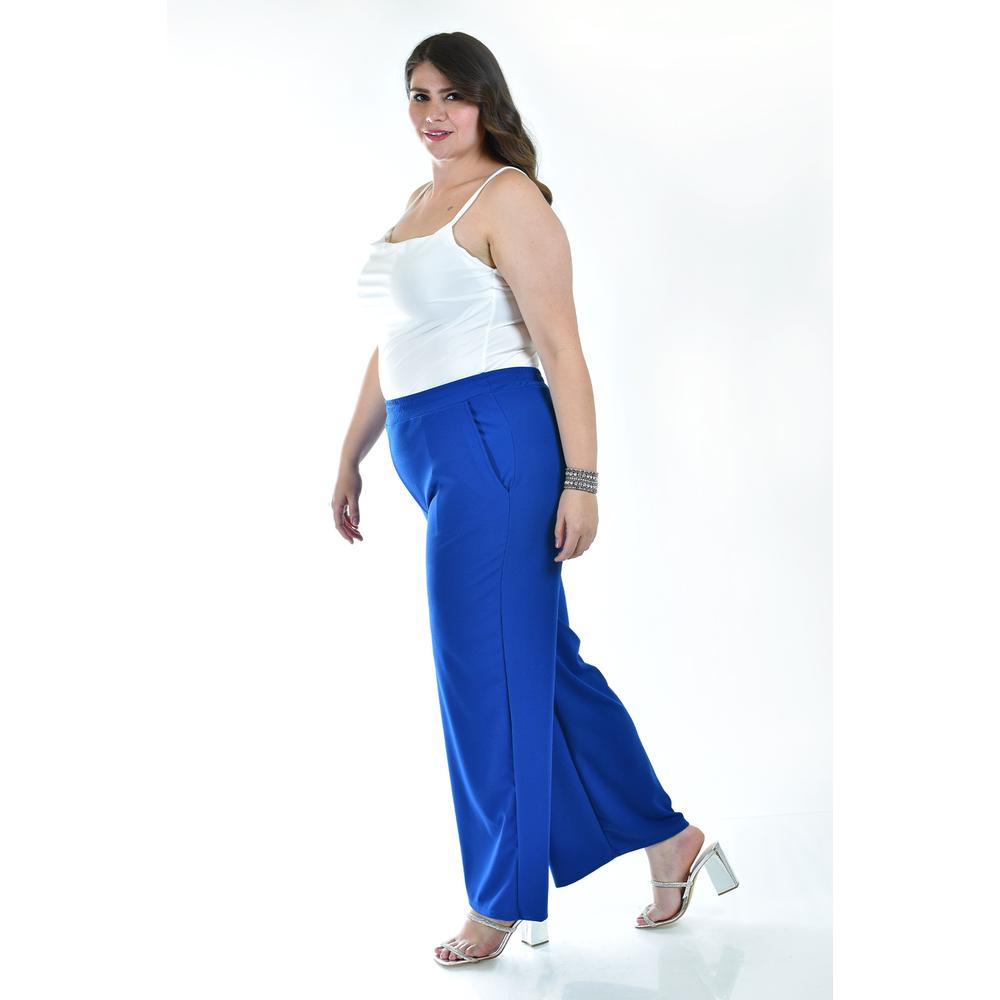 Foto 3 pulgar | Pantalón Pierna Ancha Roman Fashion Azul Rey Tallas Extras para Mujer