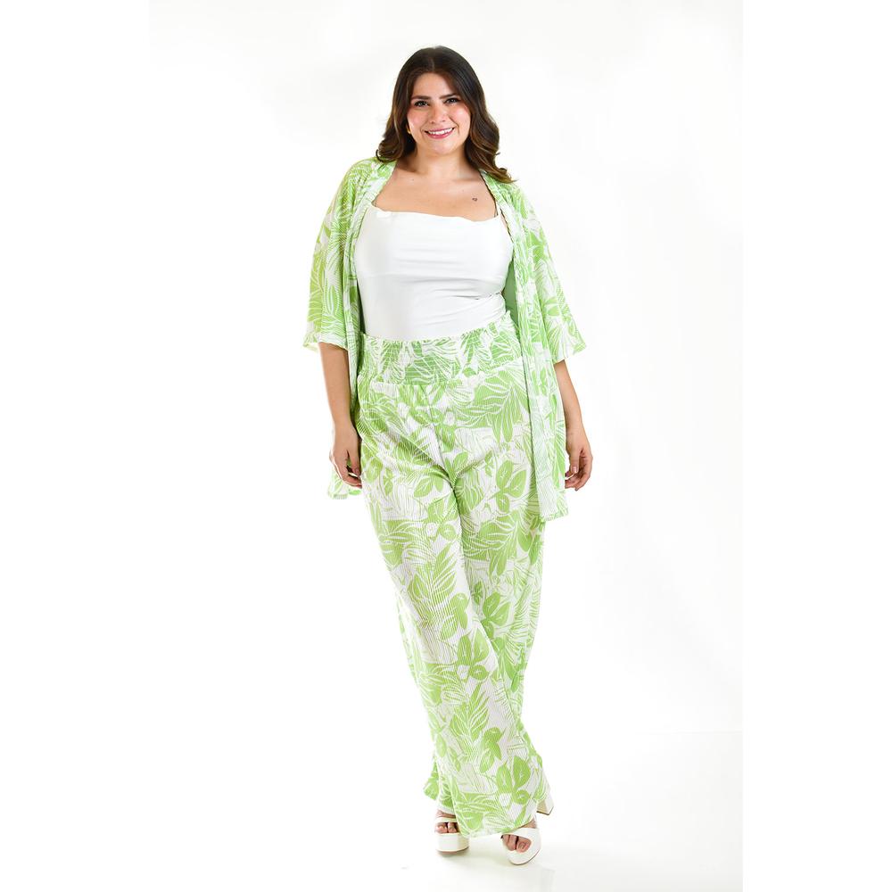 Foto 1 | Conjunto Plizado Roman Fashion Tallas Extras Verde para Mujer