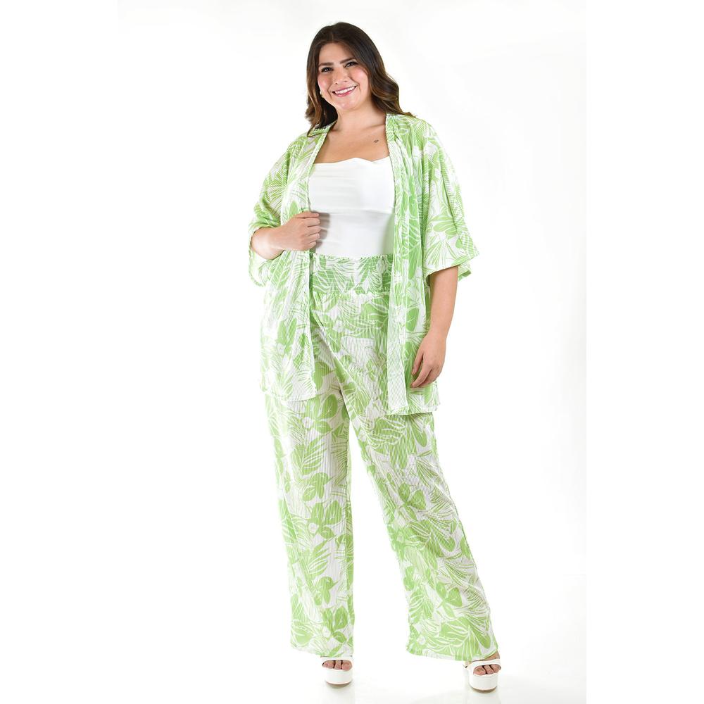 Foto 6 pulgar | Conjunto Plizado Roman Fashion Tallas Extras Verde para Mujer