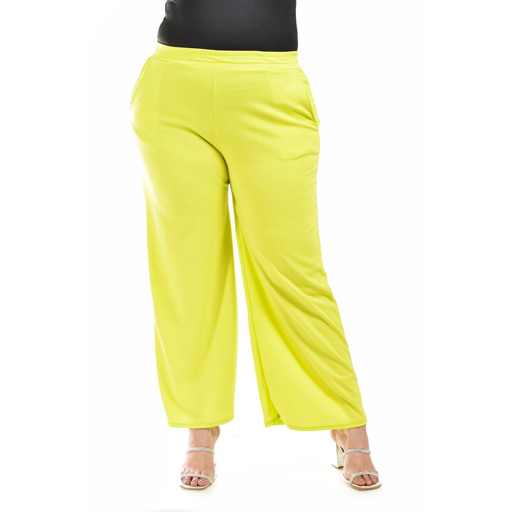 Foto 2 pulgar | Pantalon Pierna Ancha Roman Fashion /tallas Extras, 7045 (lima) Verde Lima