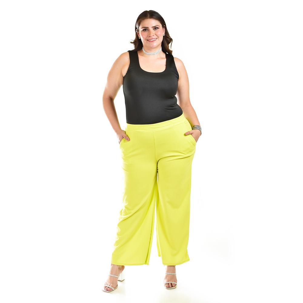Foto 3 pulgar | Pantalon Pierna Ancha Roman Fashion /tallas Extras, 7045 (lima) Verde Lima