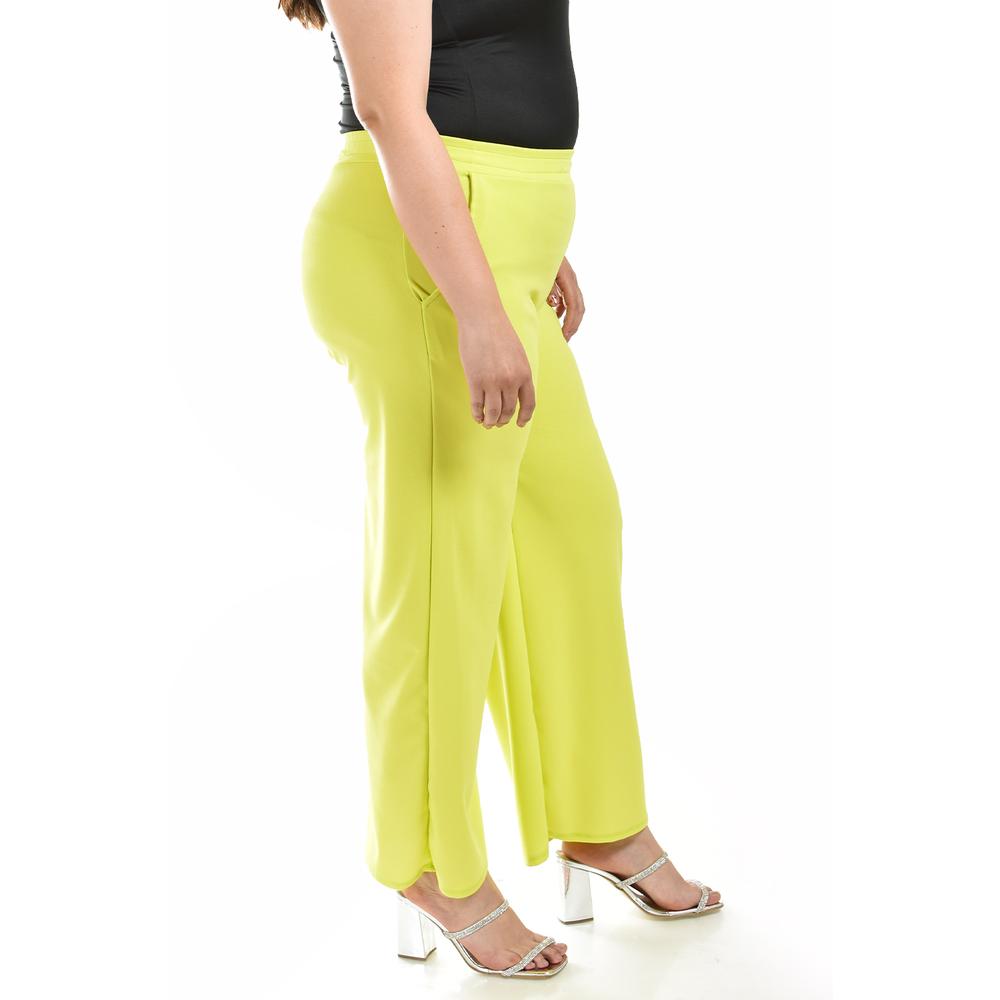 Foto 4 pulgar | Pantalon Pierna Ancha Roman Fashion /tallas Extras, 7045 (lima) Verde Lima