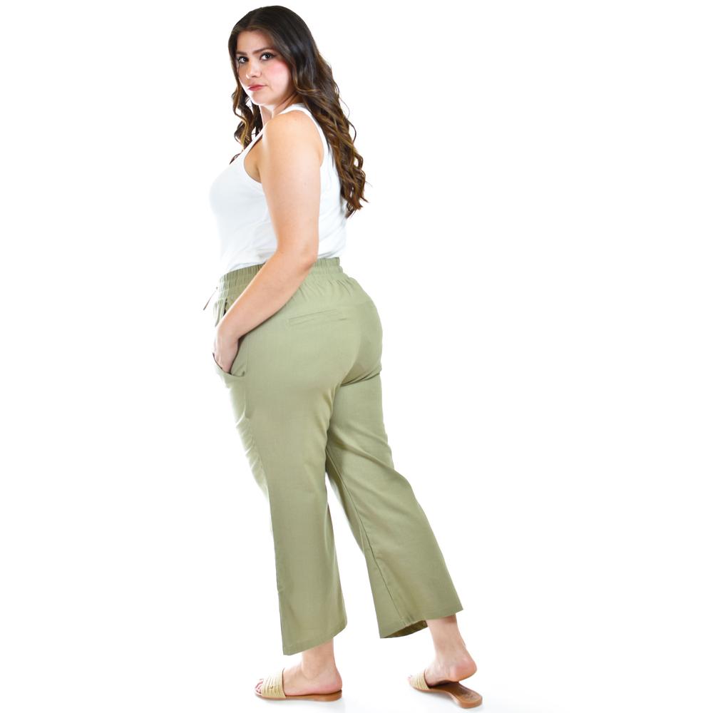 Foto 6 pulgar | Pantalon De Lino Roman Fashion /tallas Extras, 022 (verde Militar) Verde