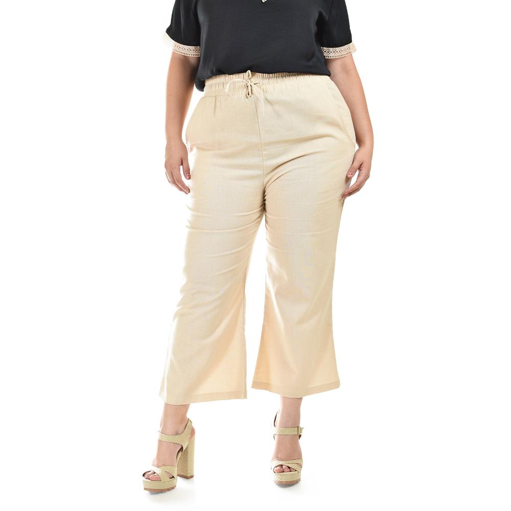 Foto 2 pulgar | Pantalon De Lino Roman Fashion /tallas Extras, 022 (beige) Beige