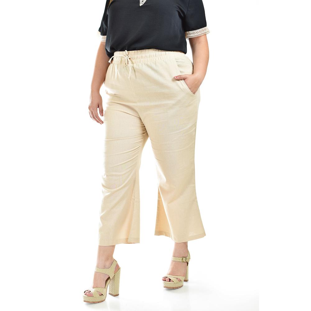 Foto 3 pulgar | Pantalon De Lino Roman Fashion /tallas Extras, 022 (beige) Beige