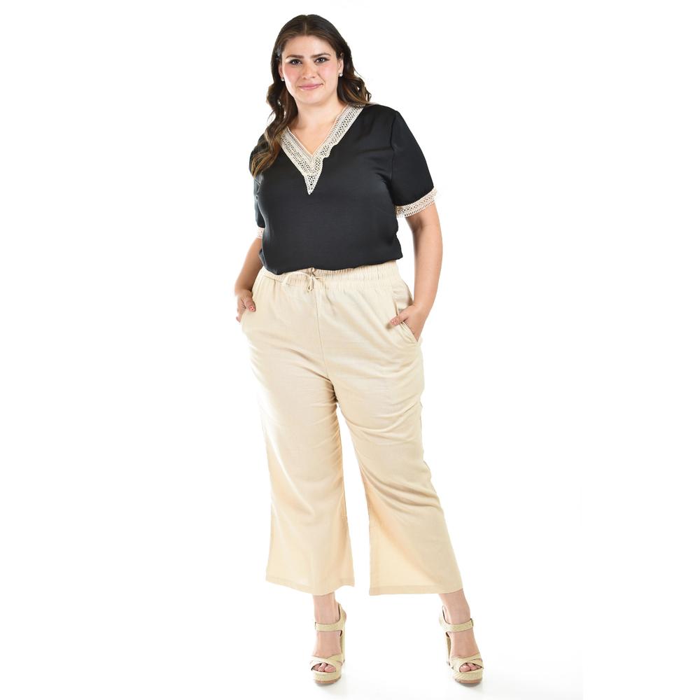 Foto 6 pulgar | Pantalon De Lino Roman Fashion /tallas Extras, 022 (beige) Beige