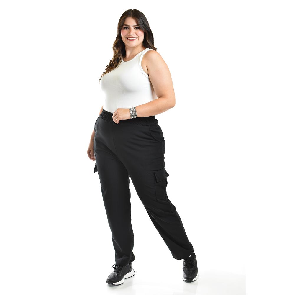 Foto 1 | Pantalón Cargo Roman Fashion Negro Tallas Extras