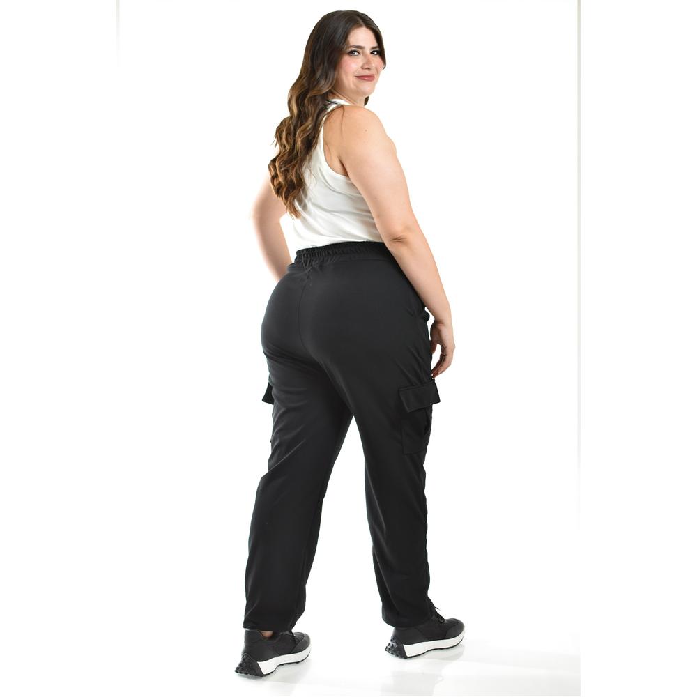 Foto 4 pulgar | Pantalón Cargo Roman Fashion Negro Tallas Extras