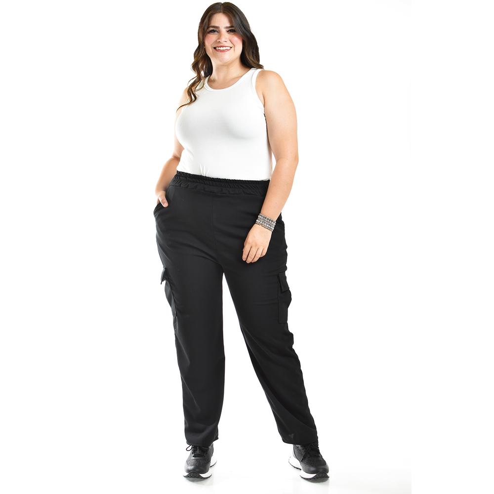Foto 5 pulgar | Pantalón Cargo Roman Fashion Negro Tallas Extras