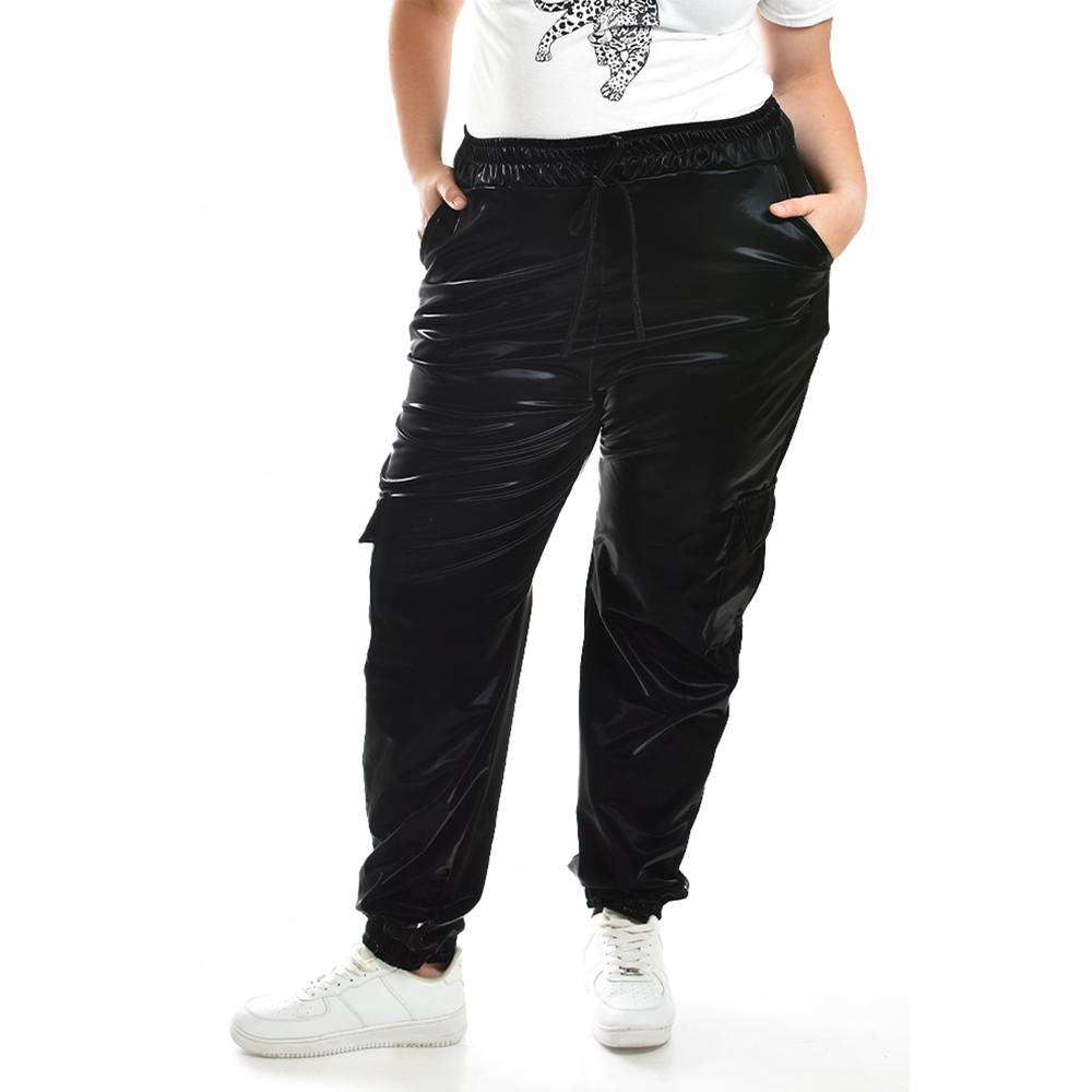 Foto 2 pulgar | Pantalón Jogger Efecto Vinil Román Fashion Tallas Extras 27028 Negro