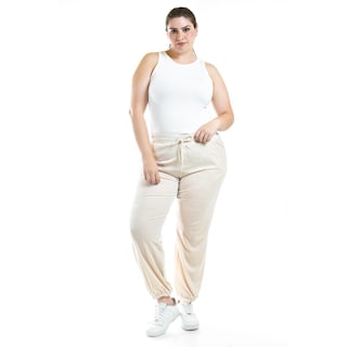 Foto 1 | Pantalon Jogger De Terciopelo Roman Fashion /tallas Extras, 7127 (beige) Beige
