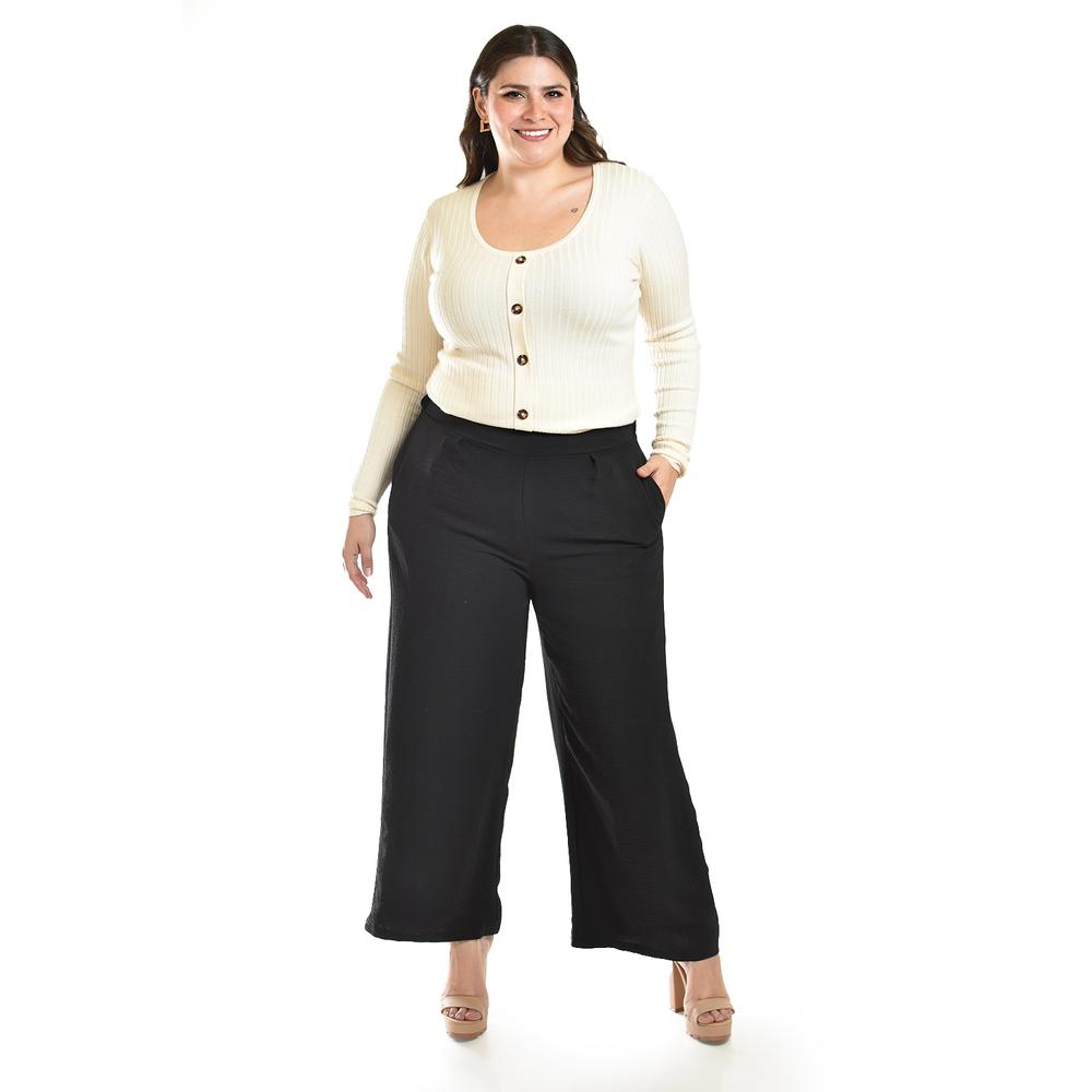 Foto 1 | Pantalón de Pierna Ancha Roman Fashion Negro Tallas Extras