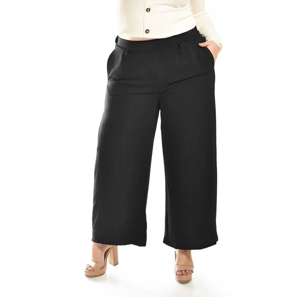 Foto 2 | Pantalón de Pierna Ancha Roman Fashion Negro Tallas Extras