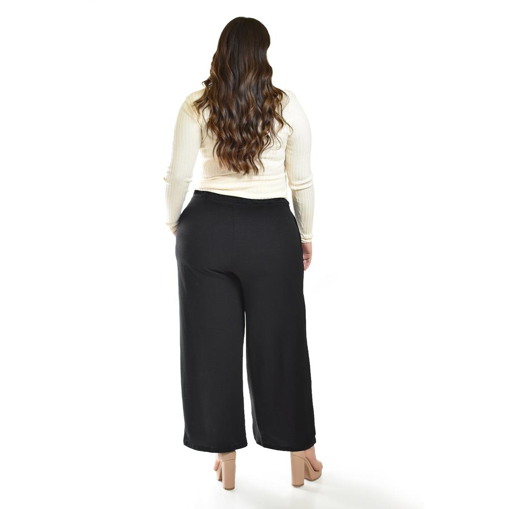 Foto 5 pulgar | Pantalón de Pierna Ancha Roman Fashion Negro Tallas Extras