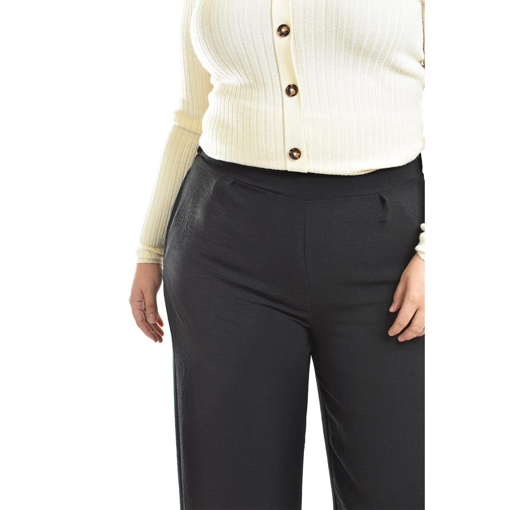 Foto 6 pulgar | Pantalón de Pierna Ancha Roman Fashion Negro Tallas Extras