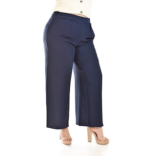 Foto 2 | Pantalón de Pierna Ancha Roman Fashion 9202 Azul Marino para Mujer