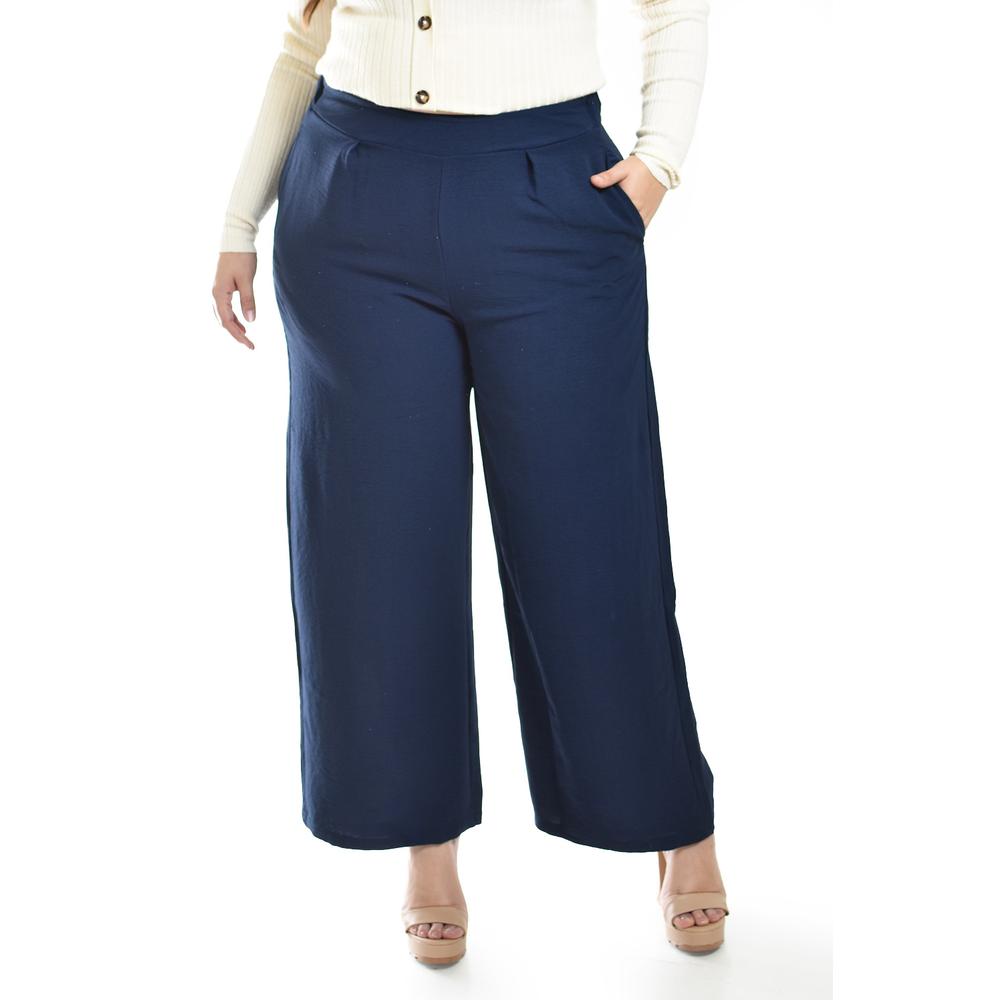 Foto 5 pulgar | Pantalón de Pierna Ancha Roman Fashion 9202 Azul Marino para Mujer