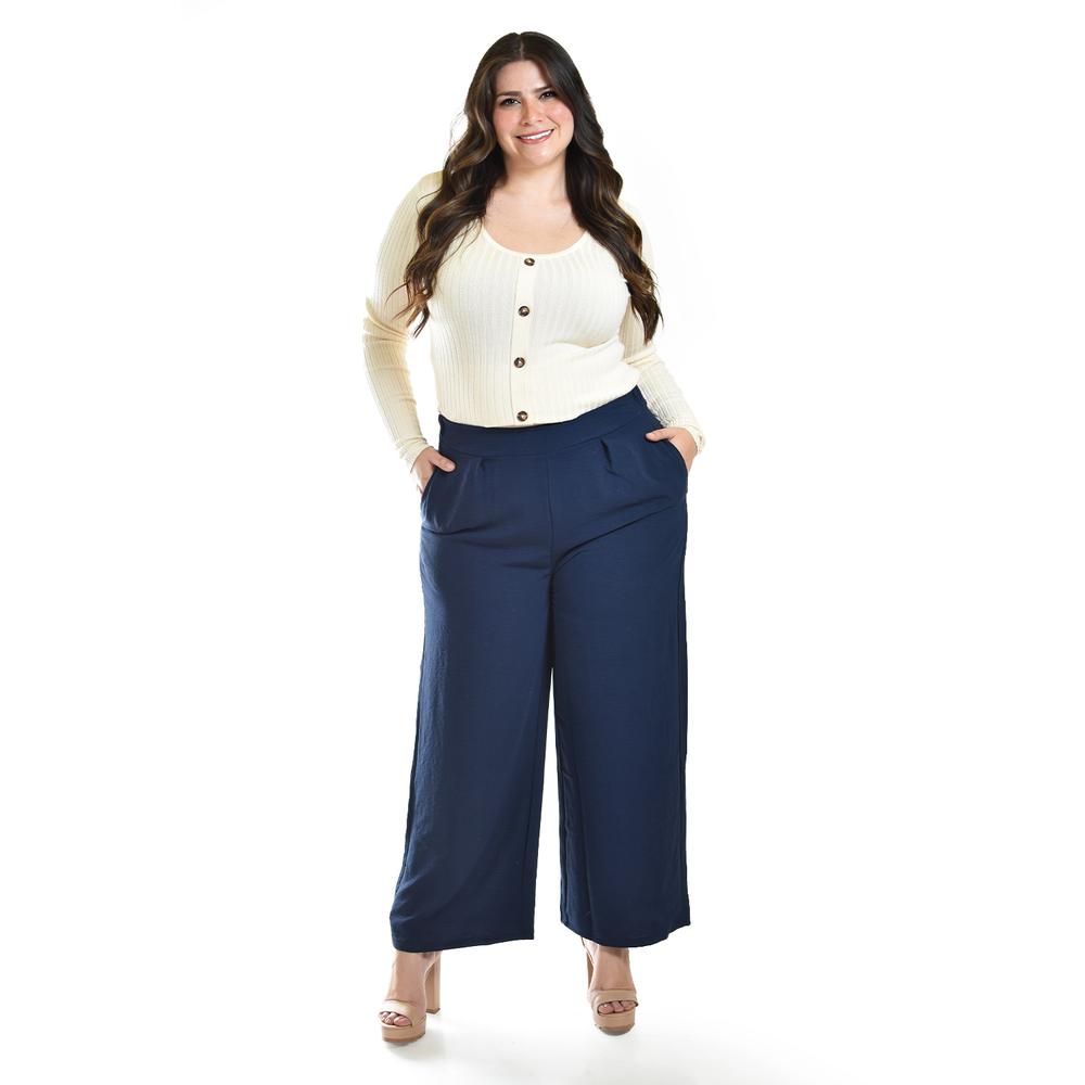 Foto 6 pulgar | Pantalón de Pierna Ancha Roman Fashion 9202 Azul Marino para Mujer