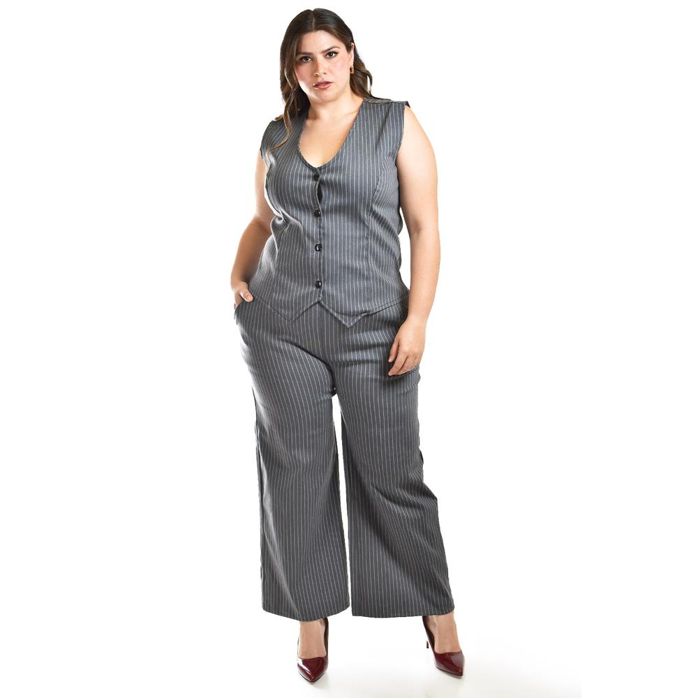 Foto 1 | Set 2 Piezas con Diseño de Rayas Roman Fashion Tallas Extras 8073 Gris