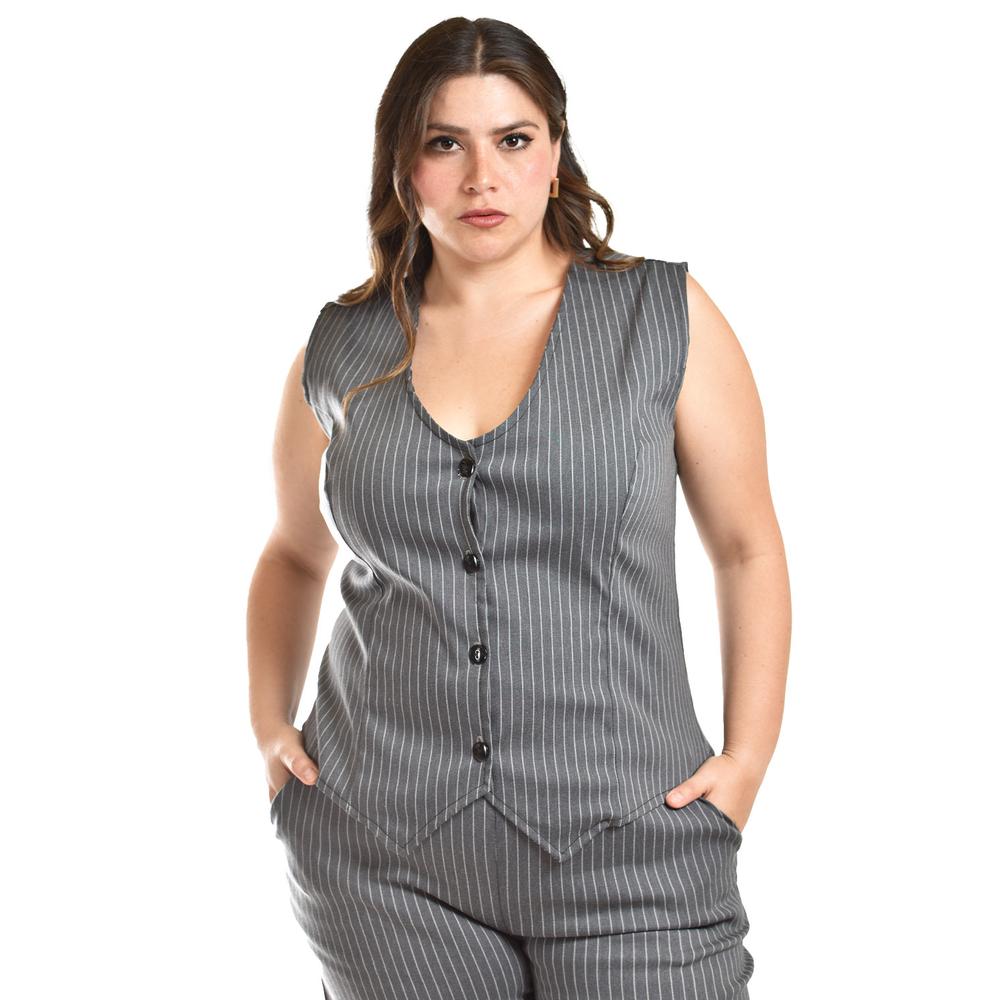 Foto 5 | Set 2 Piezas con Diseño de Rayas Roman Fashion Tallas Extras 8073 Gris