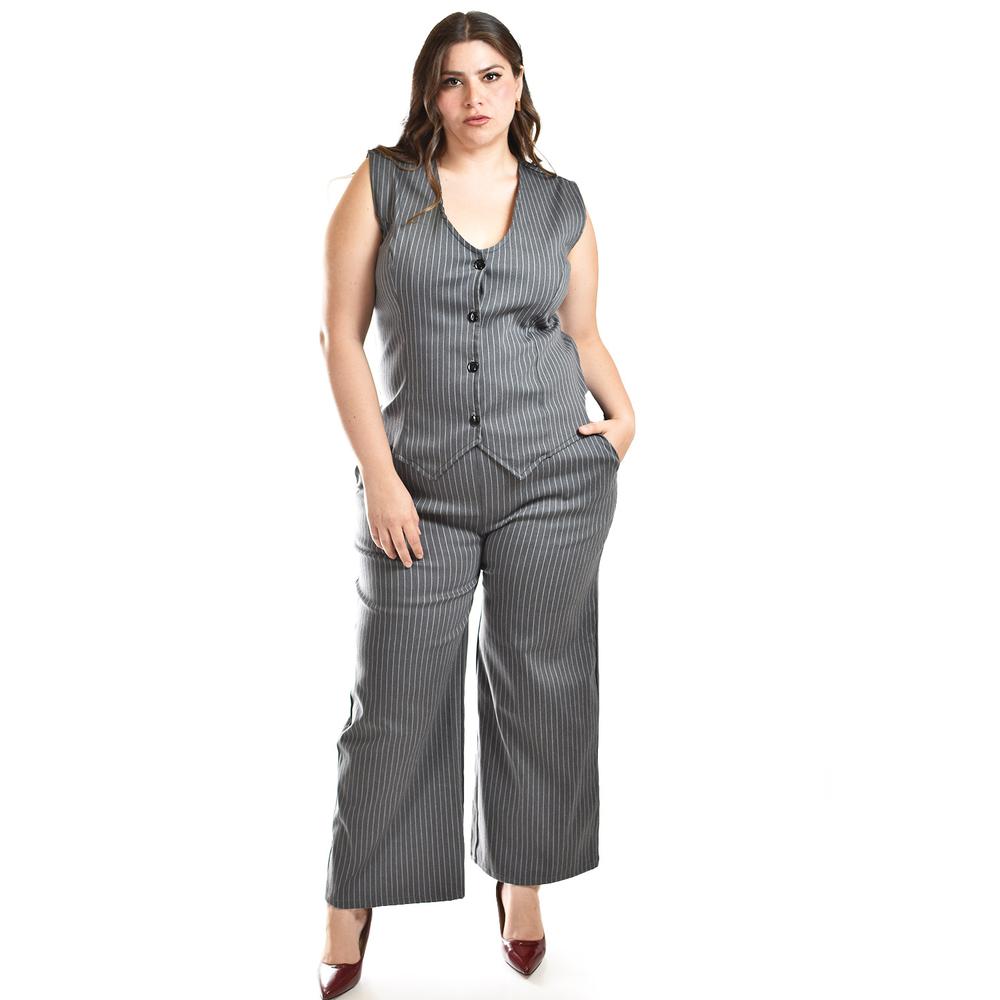 Foto 6 | Set 2 Piezas con Diseño de Rayas Roman Fashion Tallas Extras 8073 Gris