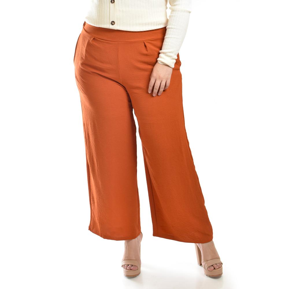 Foto 3 pulgar | Pantalon De Pierna Ancha Roman Fashion /tallas Extras, 9202 (chedron) Naranja Oscuro