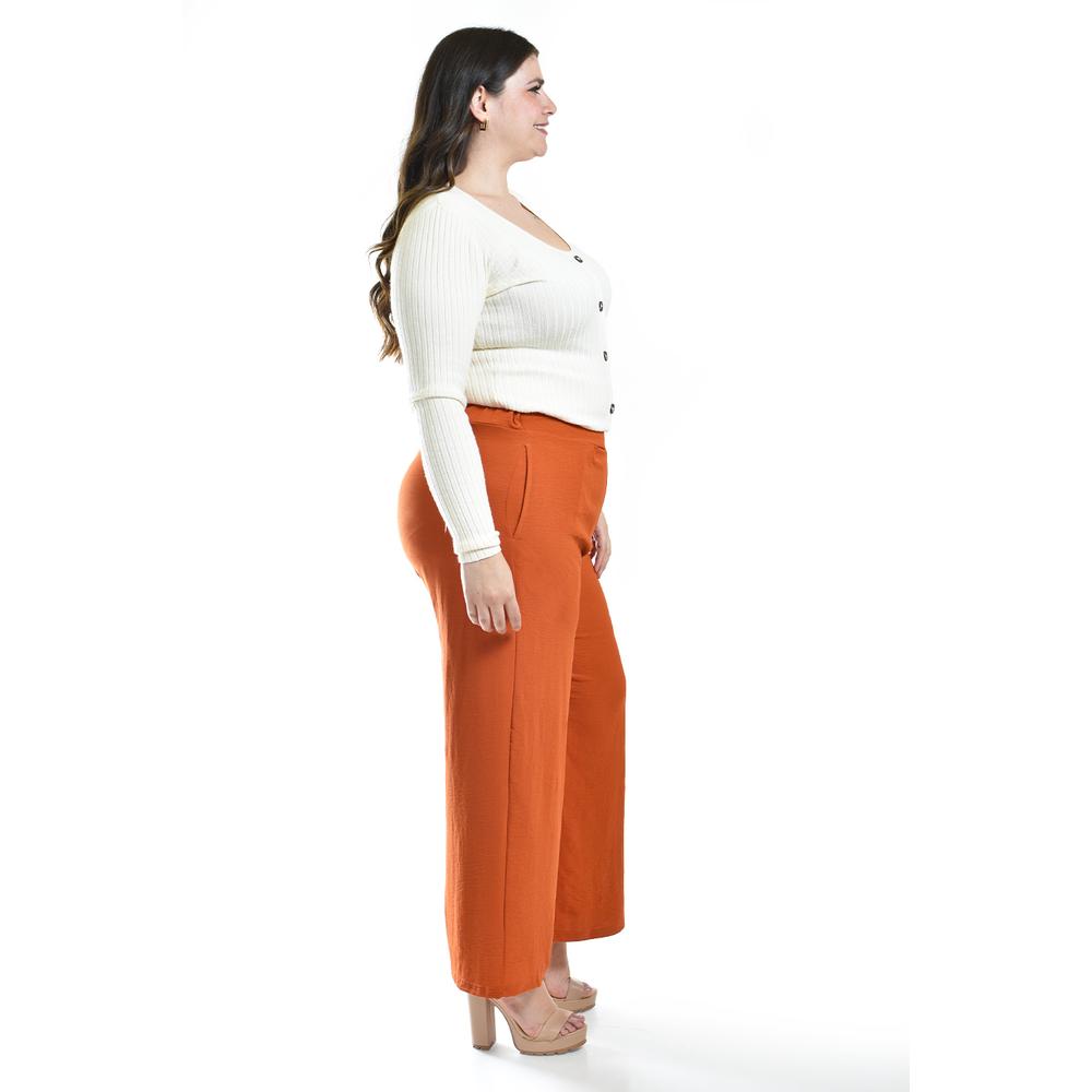 Foto 4 pulgar | Pantalon De Pierna Ancha Roman Fashion /tallas Extras, 9202 (chedron) Naranja Oscuro