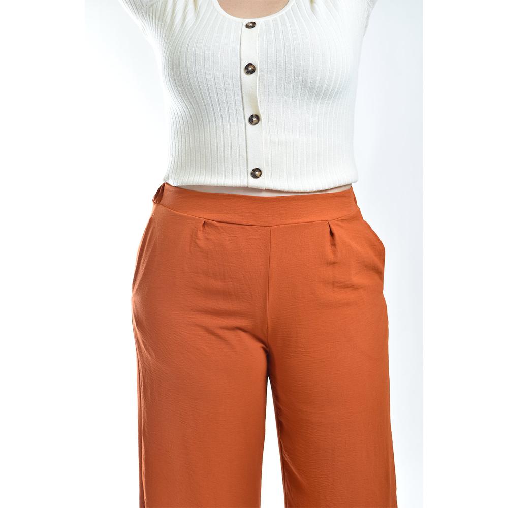 Foto 5 | Pantalon De Pierna Ancha Roman Fashion /tallas Extras, 9202 (chedron) Naranja Oscuro