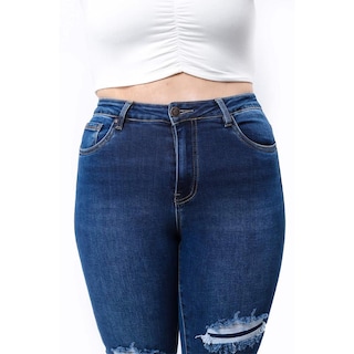 Foto 3 | Jeans Skinny Con Rasgaduras Tallas Extras, 3716 (azul Oscuro) Multicolor