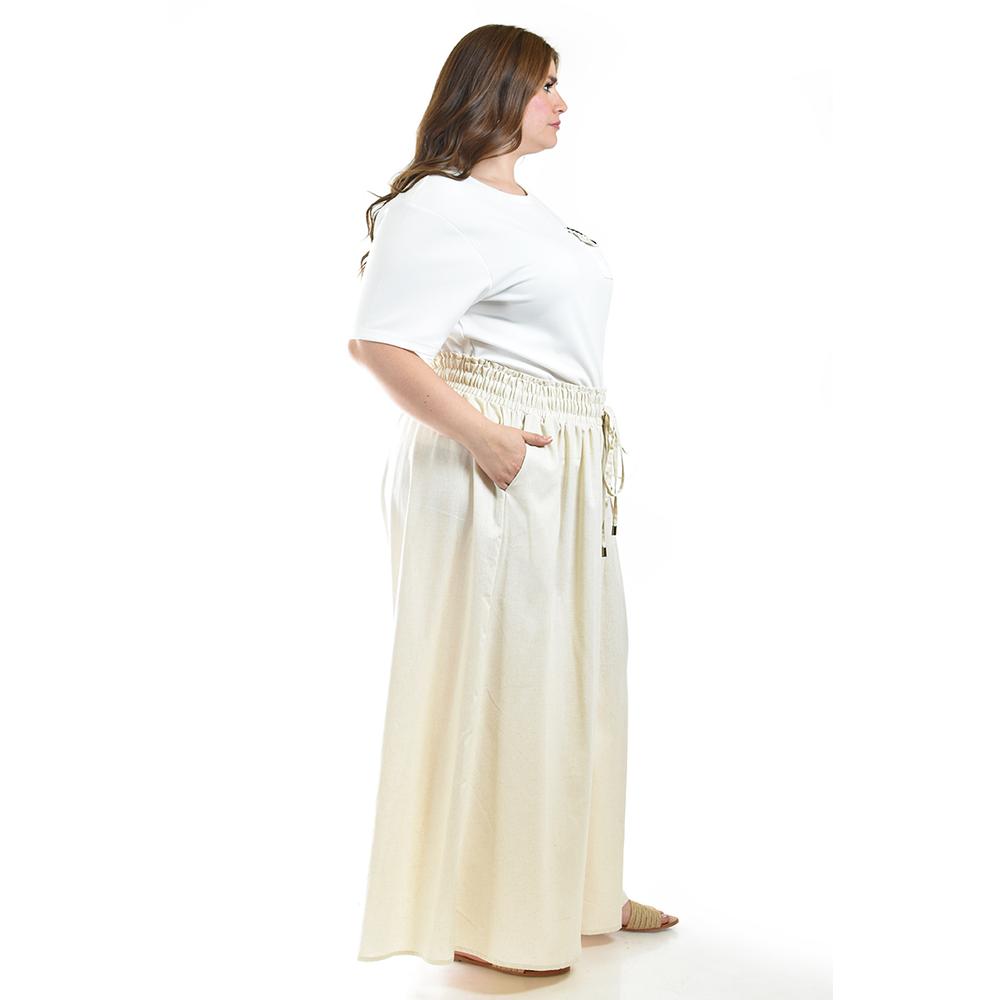 Foto 2 | Pantalon De Lino Pierna Ancha Roman Fashion /tallas Extras, 9203 (arena) Multicolor