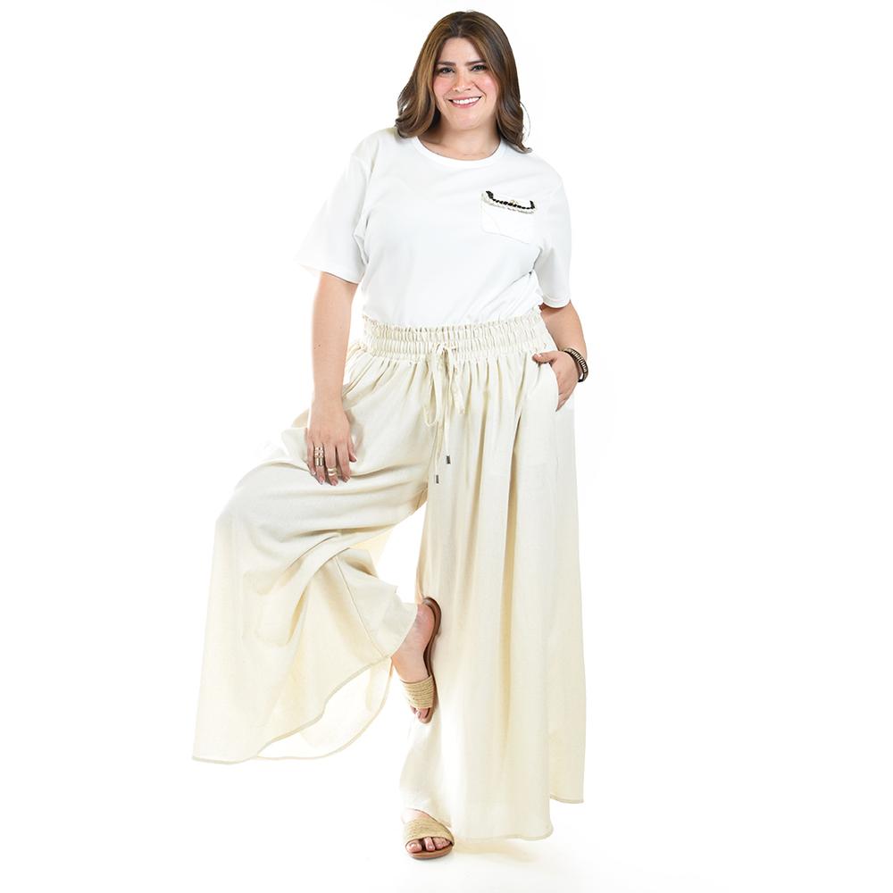 Foto 5 pulgar | Pantalon De Lino Pierna Ancha Roman Fashion /tallas Extras, 9203 (arena) Multicolor