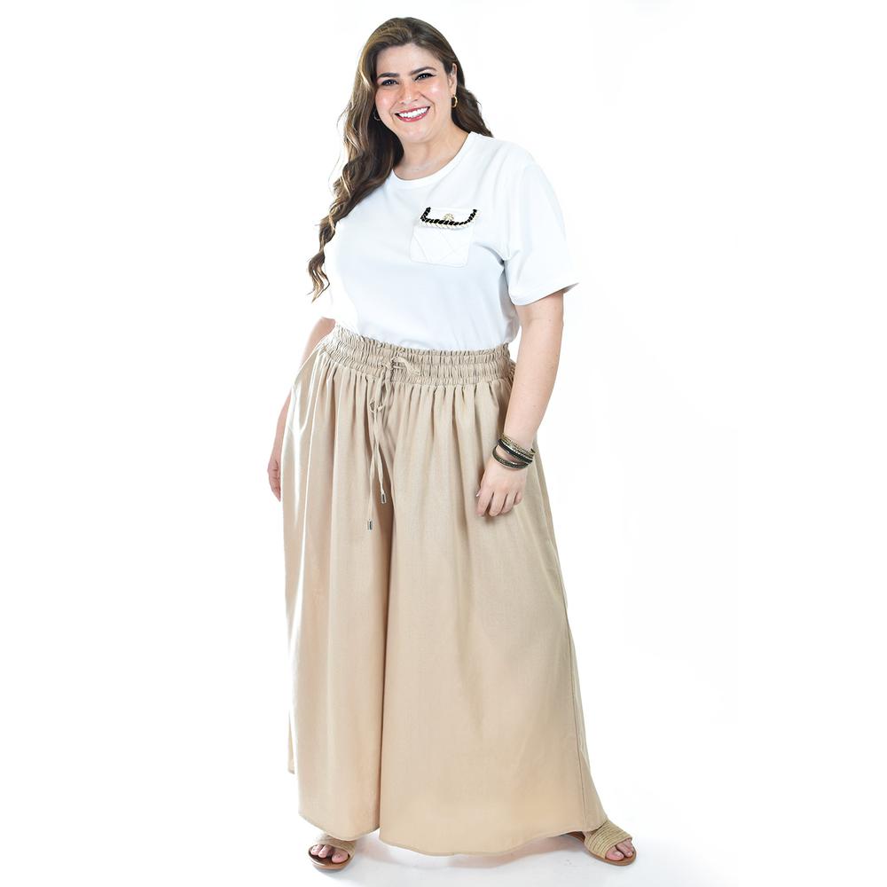 Pantalon De Lino Pierna Ancha Roman Fashion /tallas Extras, 9203 (cafe) Cafe