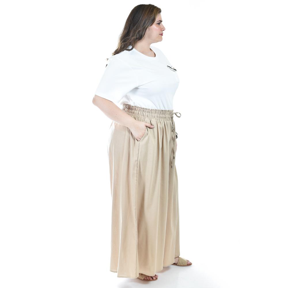 Foto 3 pulgar | Pantalon De Lino Pierna Ancha Roman Fashion /tallas Extras, 9203 (cafe) Cafe