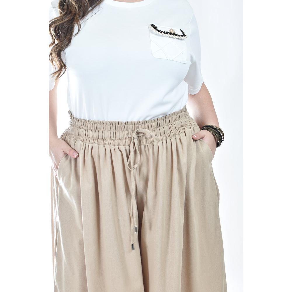 Foto 5 pulgar | Pantalon De Lino Pierna Ancha Roman Fashion /tallas Extras, 9203 (cafe) Cafe