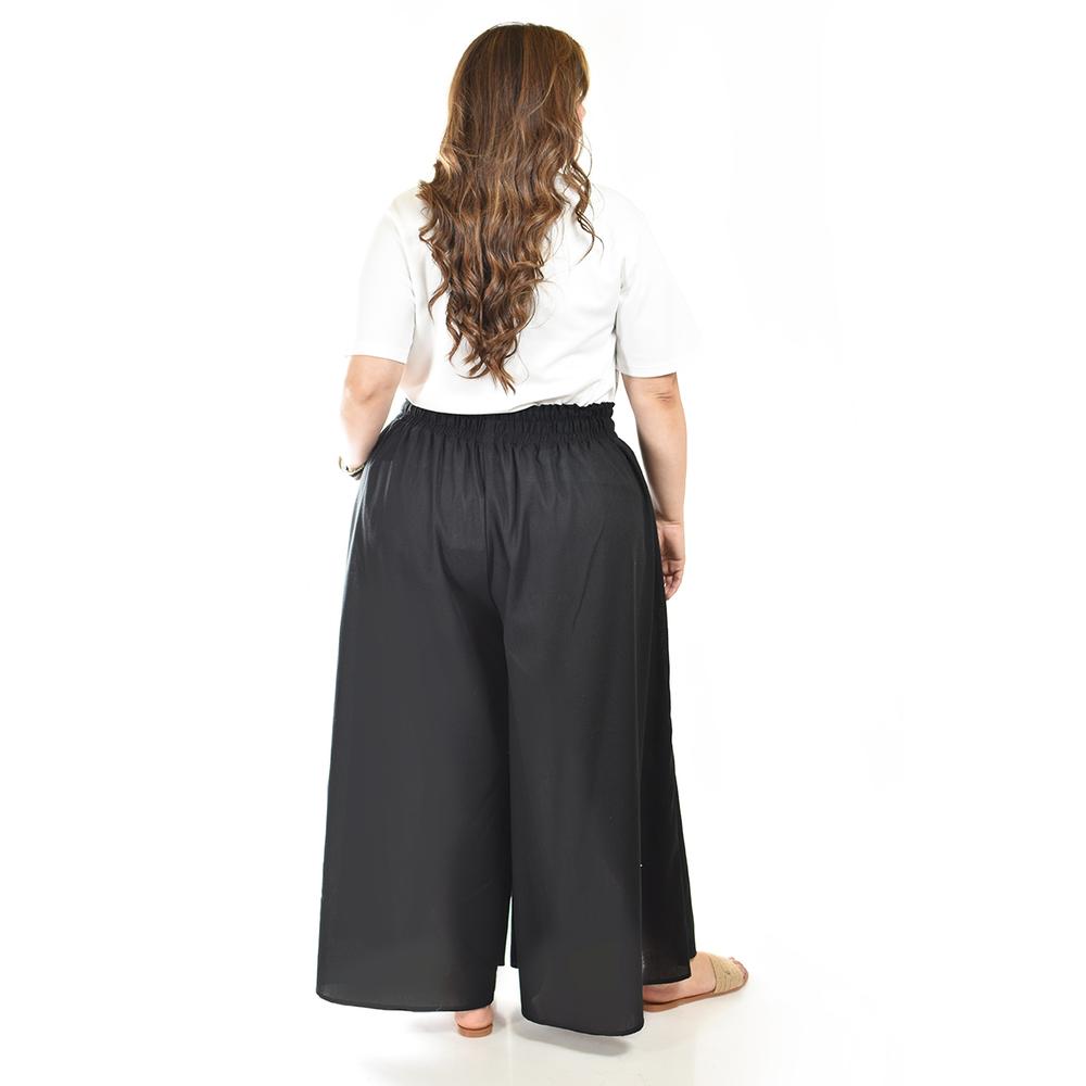 Foto 4 pulgar | Pantalon De Lino Pierna Ancha Roman Fashion /tallas Extras, 9203 (negro) Negro