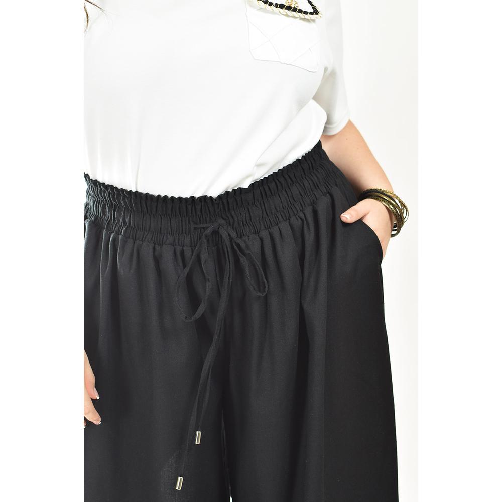 Foto 4 | Pantalon De Lino Pierna Ancha Roman Fashion /tallas Extras, 9203 (negro) Negro