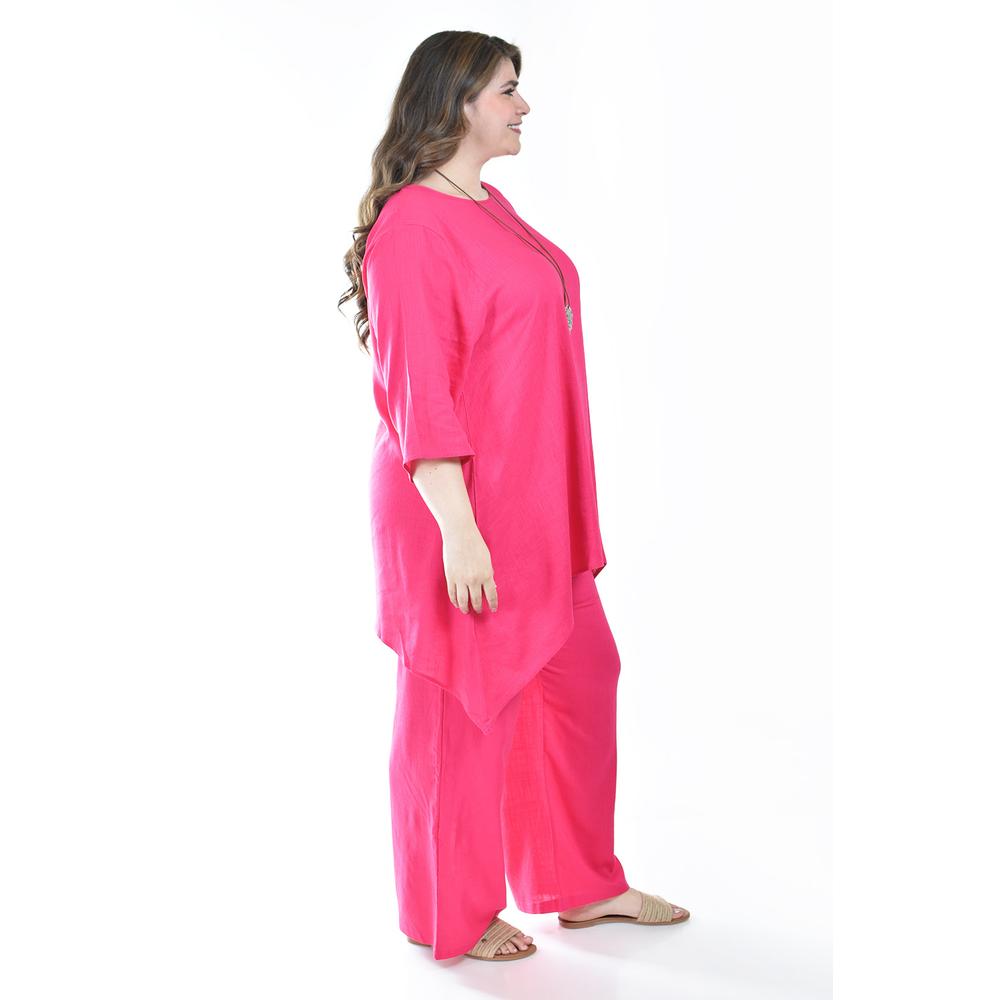 Foto 3 pulgar | Set De Lino Con Collar Roman Fashion /tallas Extras, 9102 (fiusha) Fucsia