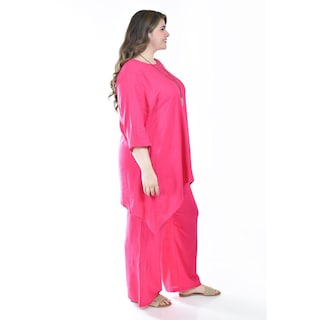 Foto 2 | Set De Lino Con Collar Roman Fashion /tallas Extras, 9102 (fiusha) Fucsia