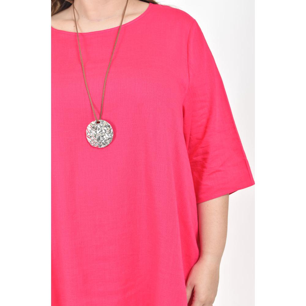 Foto 5 pulgar | Set De Lino Con Collar Roman Fashion /tallas Extras, 9102 (fiusha) Fucsia