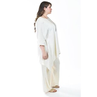 Foto 2 | Set De Lino Con Collar Roman Fashion /tallas Extras, 9102 (arena) Beige