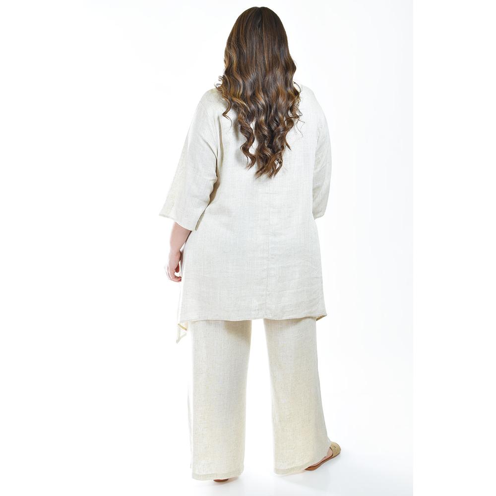 Foto 3 | Set De Lino Con Collar Roman Fashion /tallas Extras, 9102 (arena) Beige