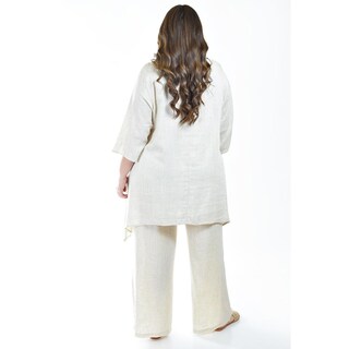 Foto 3 | Set De Lino Con Collar Roman Fashion /tallas Extras, 9102 (arena) Beige