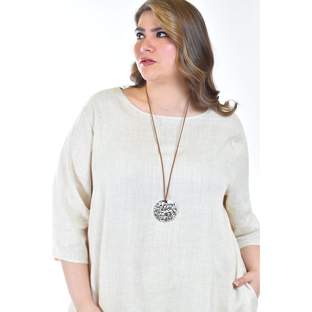 Foto 4 | Set De Lino Con Collar Roman Fashion /tallas Extras, 9102 (arena) Beige
