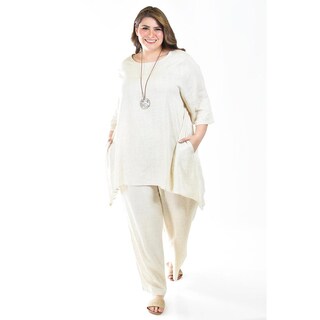 Foto 6 | Set De Lino Con Collar Roman Fashion /tallas Extras, 9102 (arena) Beige