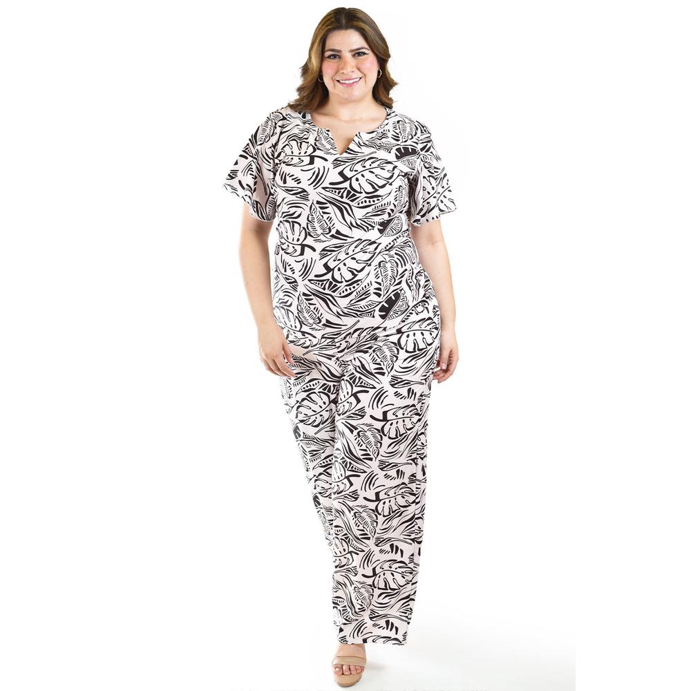 Foto 5 pulgar | Set Pantalon Y Blusa Roman Fashion /tallas Extras, 4340 (hueso /negro) Beige