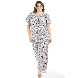 Foto 4 | Set Pantalon Y Blusa Roman Fashion /tallas Extras, 4340 (hueso /negro) Beige