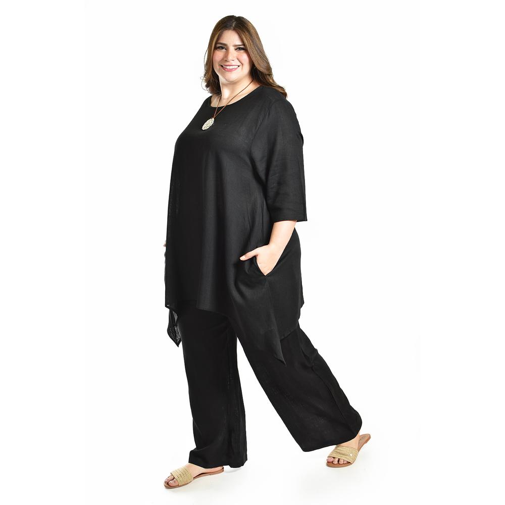 Foto 2 pulgar | Set De Lino Con Collar Roman Fashion /tallas Extras, 9102 (negro) Negro