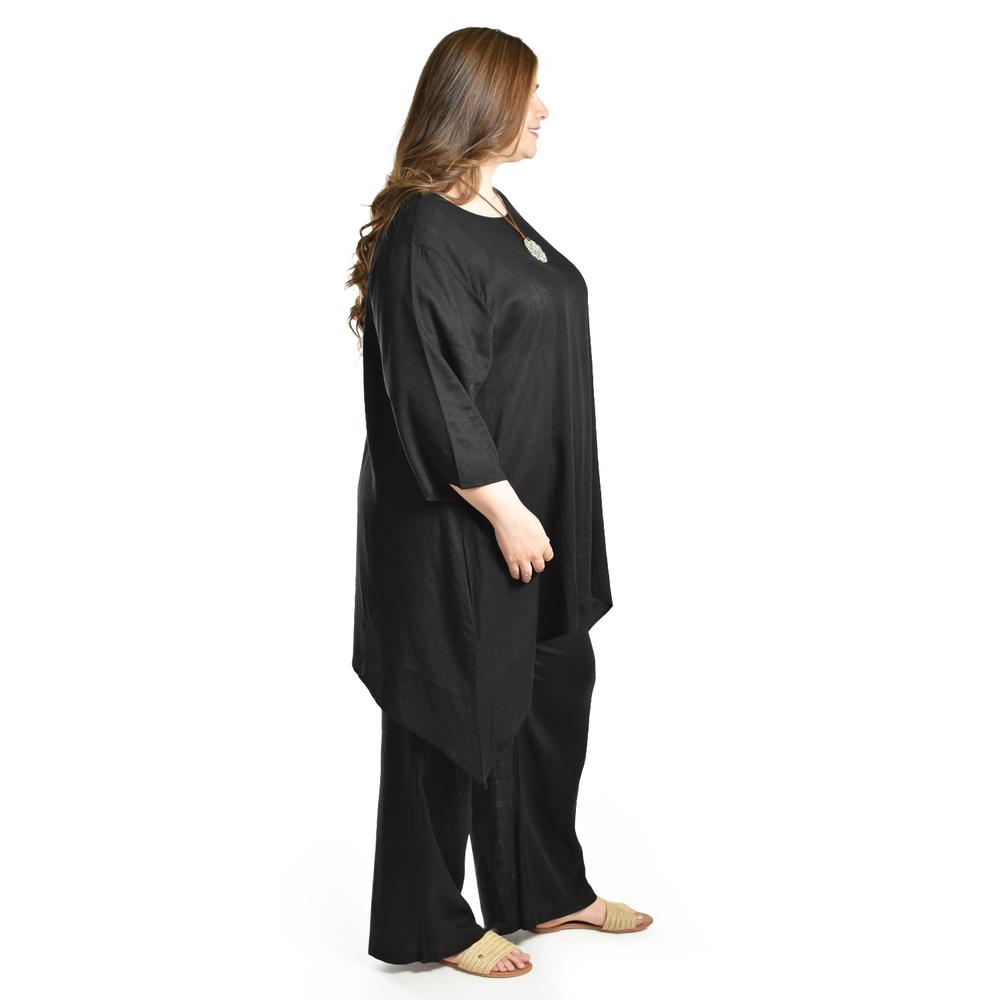 Foto 3 pulgar | Set De Lino Con Collar Roman Fashion /tallas Extras, 9102 (negro) Negro