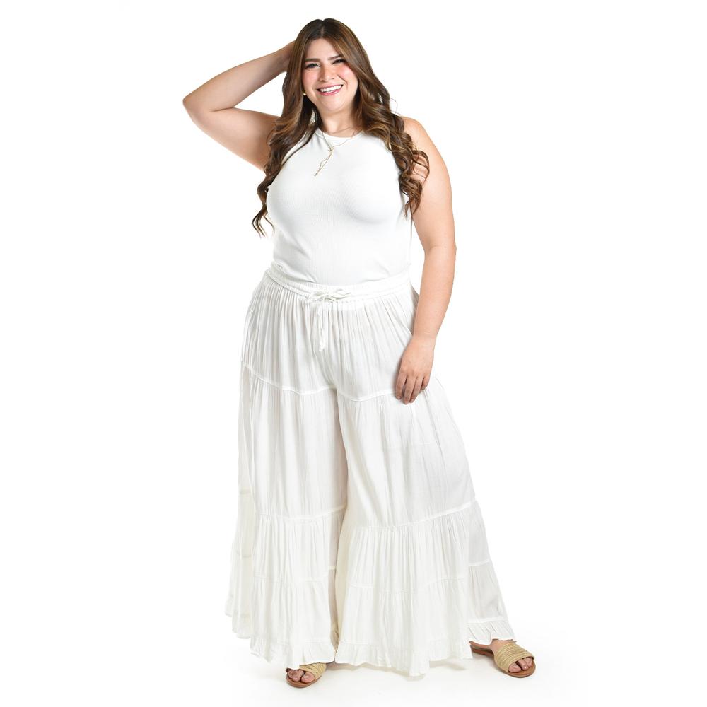 Foto 2 pulgar | Pantalon Estilo Palazzo Roman Fashion /tallas Extras, R42 (blanco) Blanco