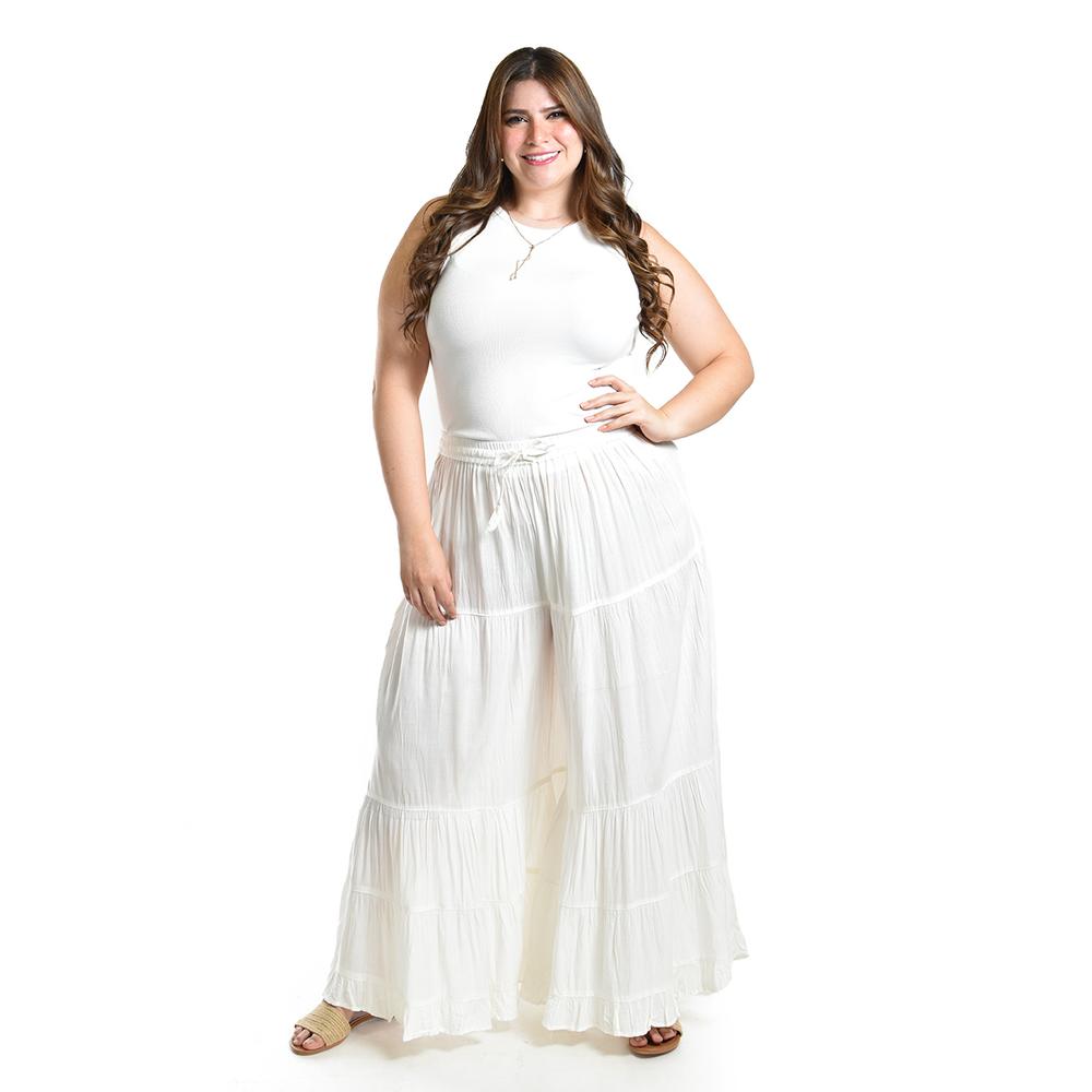 Foto 6 pulgar | Pantalon Estilo Palazzo Roman Fashion /tallas Extras, R42 (blanco) Blanco